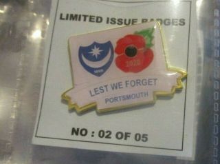 Portsmouth All White Limited Edition Ultra Rare Poppy 2020 Badge