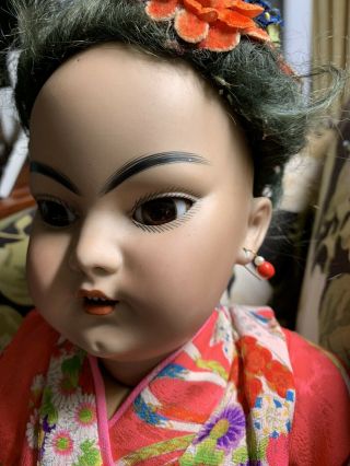 Antique Bisque 24.  5 “ Simon Halbig Rare 1129 Oriental Doll Wonderful Attire 2