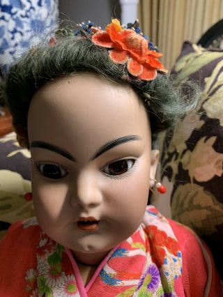 Antique Bisque 24.  5 “ Simon Halbig Rare 1129 Oriental Doll Wonderful Attire 3