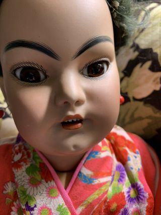 Antique Bisque 24.  5 “ Simon Halbig Rare 1129 Oriental Doll Wonderful Attire 4