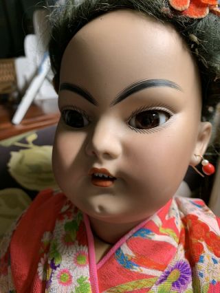 Antique Bisque 24.  5 “ Simon Halbig Rare 1129 Oriental Doll Wonderful Attire 5