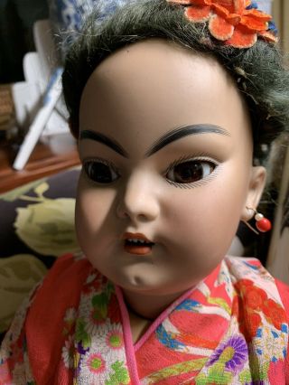 Antique Bisque 24.  5 “ Simon Halbig Rare 1129 Oriental Doll Wonderful Attire 6