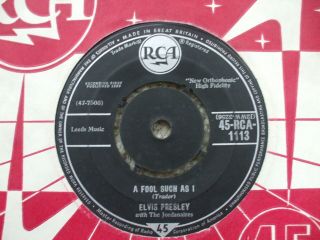 Elvis Presley - A Fool Such As I / I Need Your Love Tonight - Rare 1960s Rca 1113
