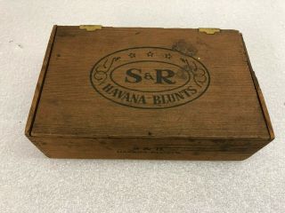 Vintage S & R Havana Blunts Cigar Box Wood Ad Tampa Fl Seal Antique Ex Shape
