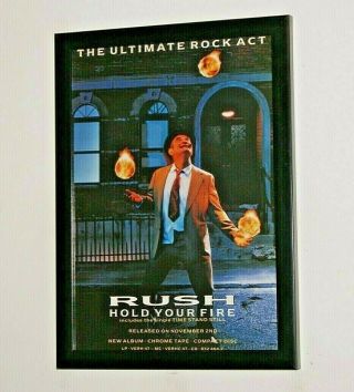Rush Framed A4 1987 `hold Your Fire ` Album Band Promo Rare Art Poster