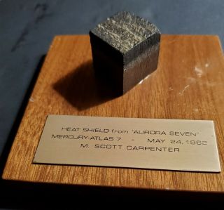 Rare Heat Shield Presentation From " Aurora Seven " (mercury - Atlas 7)
