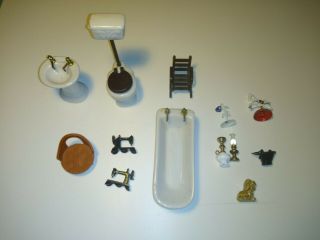 Vintage Miniature Doll House Furniture (bathroom Set) (1:12 Scale)