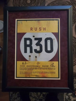 Rush Band Signed Poster R30 Rare Framed Autograph