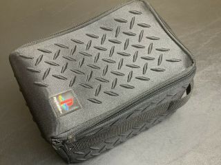 Sony Playstation Ps1 Ps2 Vtg.  Padded Travel Bag Game Carry Case Black Grid Rare