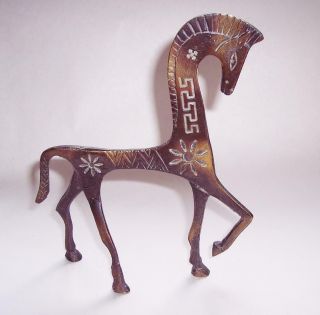 Vintage Sklavenitis Cast Bronze Ancient Greek Horse Sculpture Good Luck