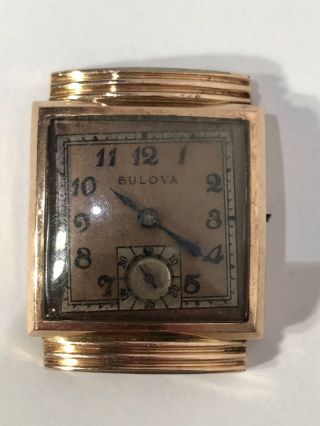 Vintage Bulova 1920’s Art Deco 14k Rolled Gold Plate Mens Watch - As/is For Repair