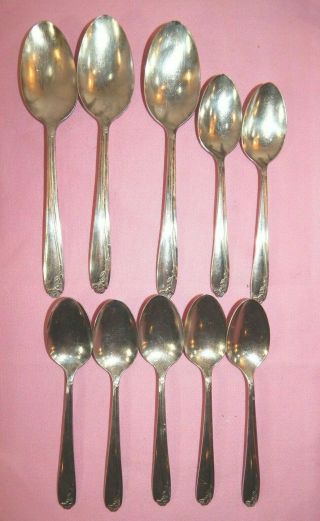 Vintage Wm.  Rogers Mfg Co.  Silver Plated Spoons Tupperware Rose Set Of 10