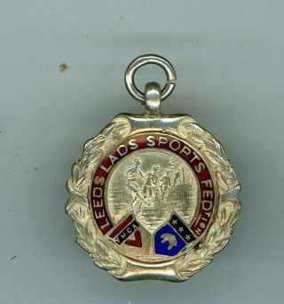 Leeds Lads Sports Federation Silver & Enamel Football Medal 1926 - 27