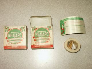 2 Vintage Boxes Of Christmas Seasons Greetings Neatape Sealing Tape