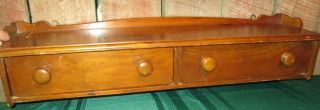 Wooden Wall Shelf With 2 Drawers Vintage