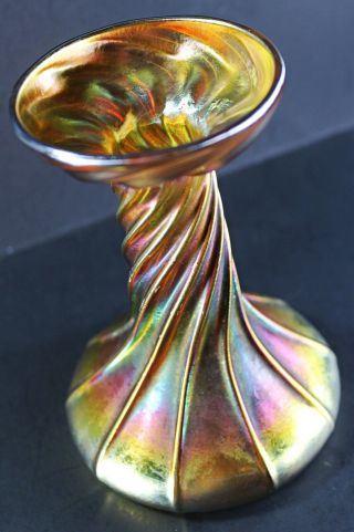 JC&C - RARE - Circa 1900 Tiffany Studios Gold Favrile Glass Candlestick w/o Shade 2