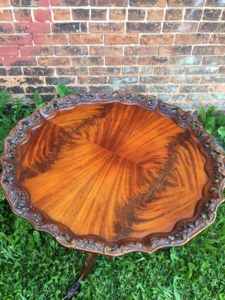 Rare Pr Of 1930’s Mahogany Pie Crust Tables Hand Carved From Mansion 4