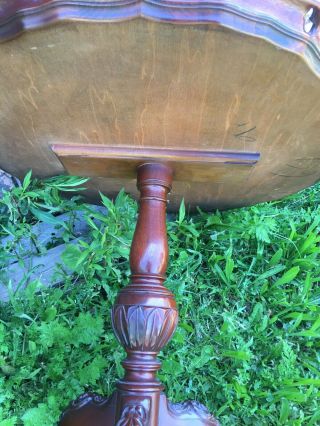 Rare Pr Of 1930’s Mahogany Pie Crust Tables Hand Carved From Mansion 6