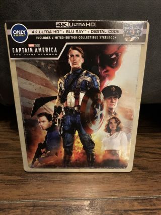 Marvel Captain America: First Avenger Steelbook (4k,  Blu - Ray) No Digital Rare