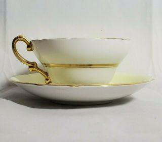 Vintage STANLEY English Bone China Teacup and Saucer Gold Trim Yellow Roses 2