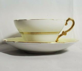 Vintage STANLEY English Bone China Teacup and Saucer Gold Trim Yellow Roses 3