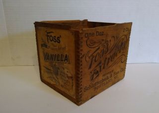 Vintage Foss Vanilla Extract Wood Crate & Paper Labels Great Graphics