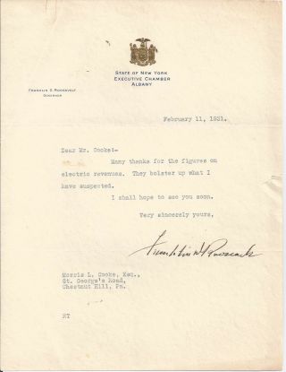 Franklin D.  Roosevelt Fdr Signed 1931 Letter Psa/dna Certified Authentic Rare