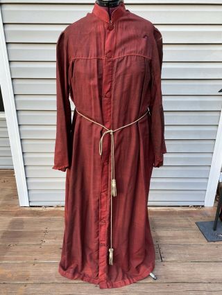 Antique Odd Fellows Red Linen Robe Ioof Regalia Medieval Costume