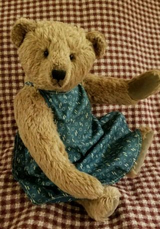 Antique Early 19th C.  Primitive Blue Calico Doll Teddy Bear Apron Authentic