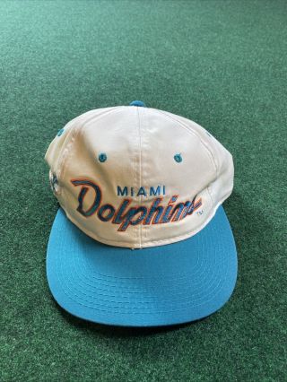 Vintage Miami Dolphins Sports Specialties Script Snapback Hat Rare Fast Ship