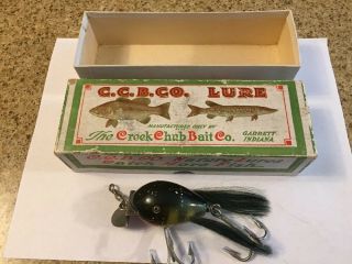 Rare Vintage Creek Chub Musky Dingbat With Full Hair And Glass Eyes & Marked Box