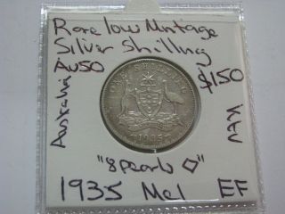 Australia 1935 Silver Shilling Melbourne Rare Low Mintage Extra Fine $150a