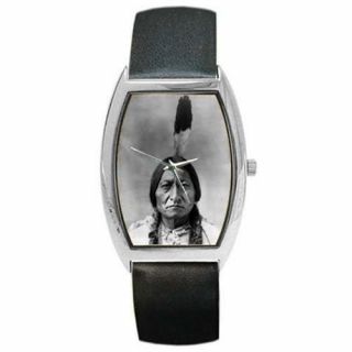 Sitting Bull Lakota Sioux Native American Indian Barrel Style Metal Watch Bw53