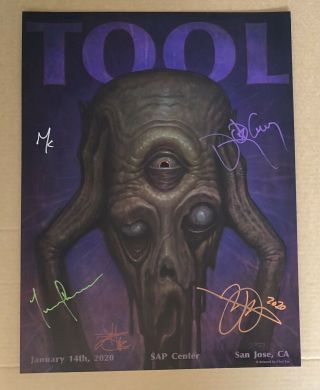 Tool Poster Band Autographed Chet Zar San Jose Sap Center 2020 concert tour Rare 2
