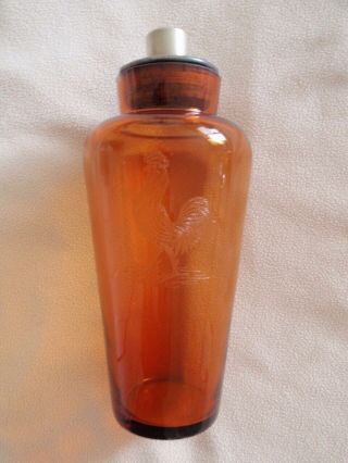 Cocktail Shaker Antique Barware C1924 Rare Art Deco Honey Amber Embossed Rooster
