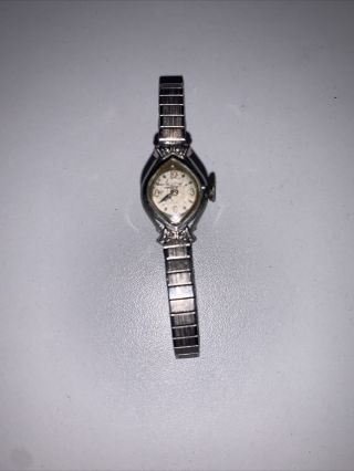Vintage 10k Gold Bulova Ladies Wrist Watch W/ Diamonds