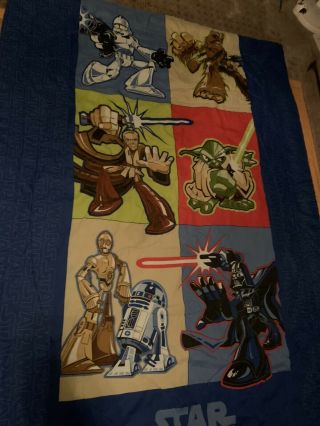 Rare Star Wars Clone Wars Cartoon Twin Size Comforter Blanket Vintage 2