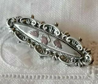 Antique Victorian Hallmarked Sterling Silver 925 Aesthetic Old Bar Brooch 1900