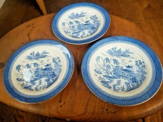 3 Antique Copeland Spode Side Plate Willow Pattern