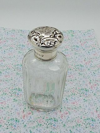 Antique Hallmarked Sterling Silver Perfume Bottle Cut Glass Base 1907