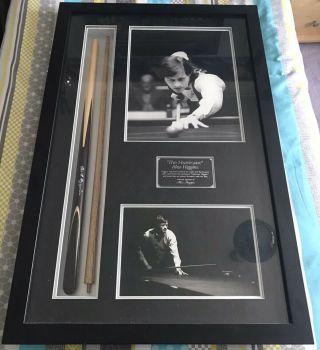 Alex Higgins Signed Snooker Cue,  Professionally Framed Very Rare Piece With