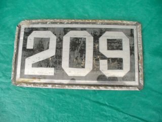 Early 20th C.  Antique Reverse Painted Glass House Number Sign " 209 "
