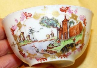 Chinese Export Handpainted Meissen Style Scenes Teabowl C1750 - 60