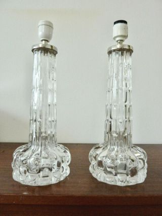 Rare Large Mid Century Modern Carl Fagerlund For Orrefors Art Glass Table Lamps
