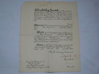 Rare Hand Signed Document By Queen Elizabeth Ii And Queen Elizabeth The Queen Mo