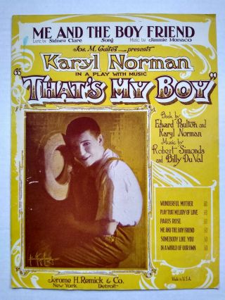 Me and the Boy Friend Thats My Boy 1924 Karyl Norman Show Tune Vtg Sheet Music 2