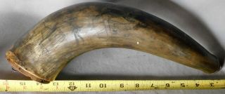 Rare Powder Horn French & Indian War Scrimshaw Decorated Dated 1757 Arcadia Fort
