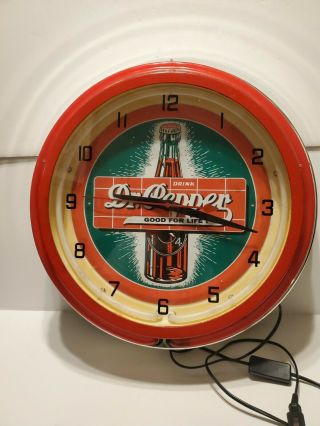 Vintage Dr Pepper Neon Clock Sign Rare “drink Dr Pepper Good Forlife
