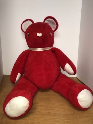 Rare Vintage Large Pot Belly Red Teddy Bear Soft 24 " Plush Stuffed Animal Toy