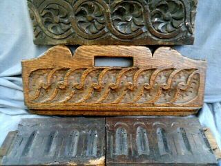 Four 17th Century Oak Carved Small Rails
